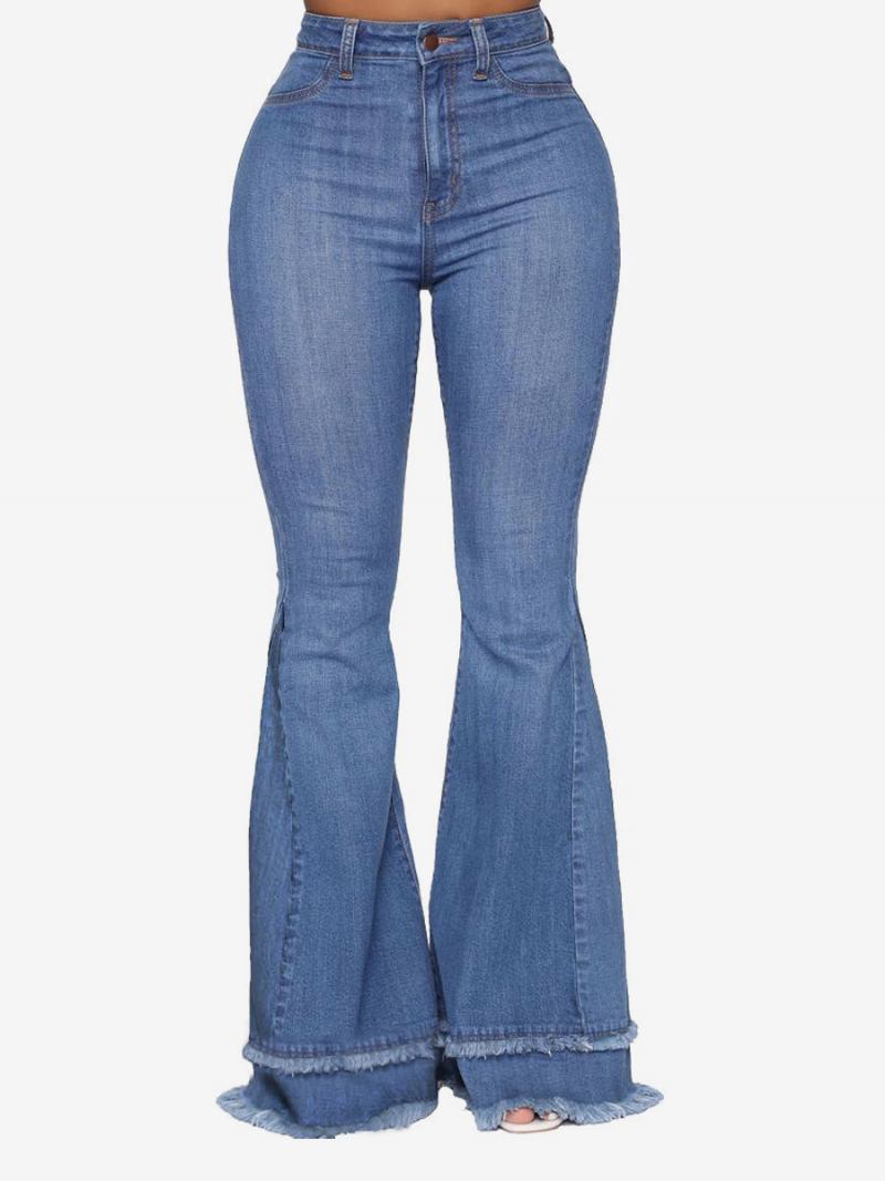 Jeans Flare Para Mulheres Com Borda Crua Algodão Primavera Sino Bottoms