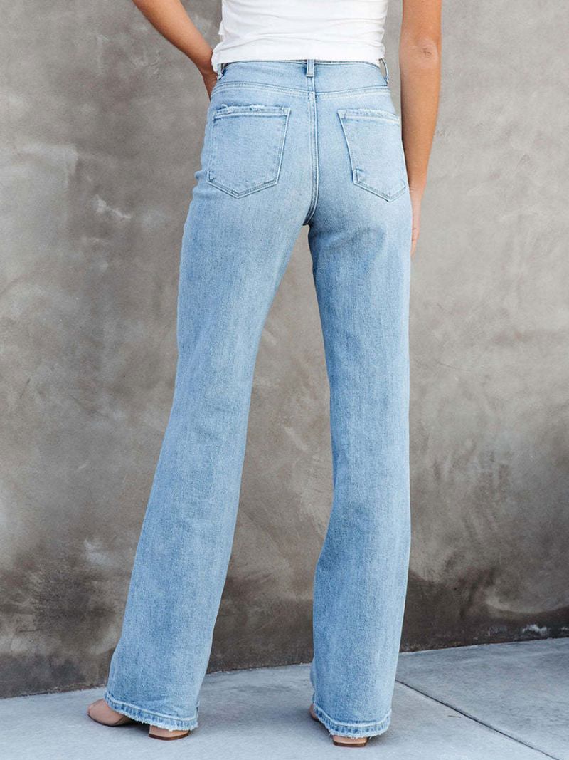 Jeans Para Mulheres Calças Casuais - Azul Céu Claro