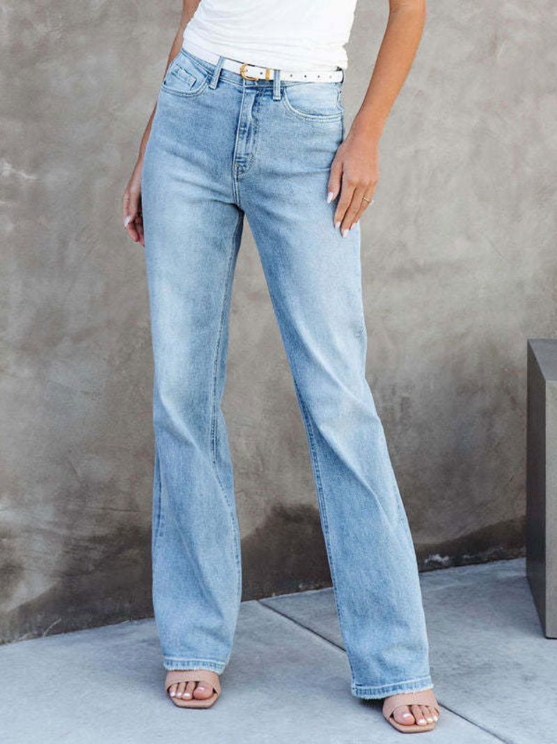 Jeans Para Mulheres Calças Casuais - Azul Céu Claro