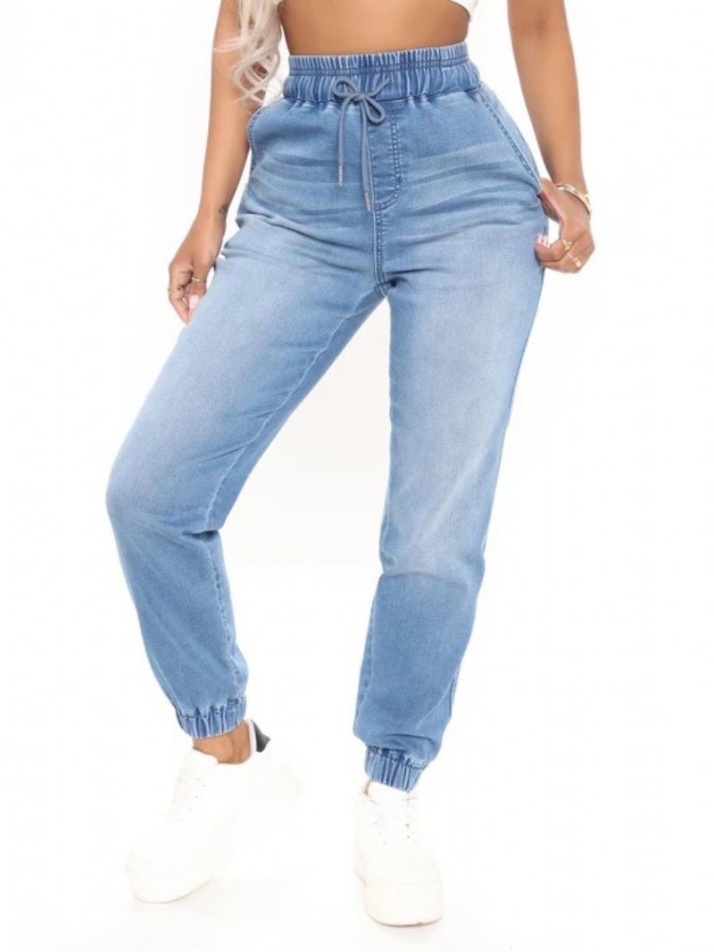 Jeans Para Mulheres Cool Blue Tapered Fit Cotton Bottoms