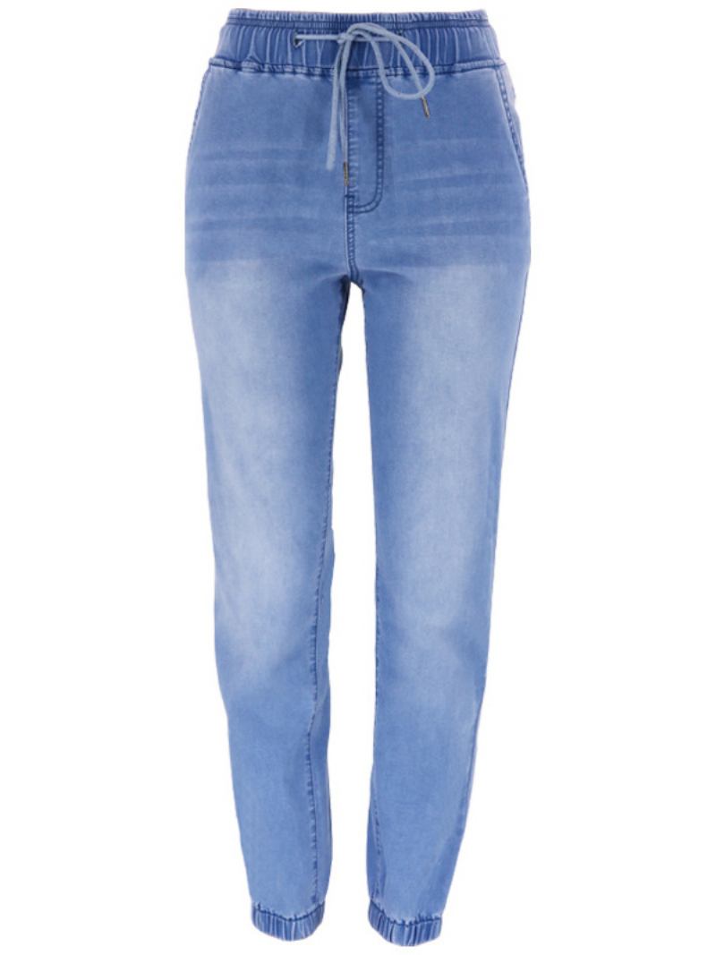 Jeans Para Mulheres Cool Blue Tapered Fit Cotton Bottoms - Azul Céu Claro 