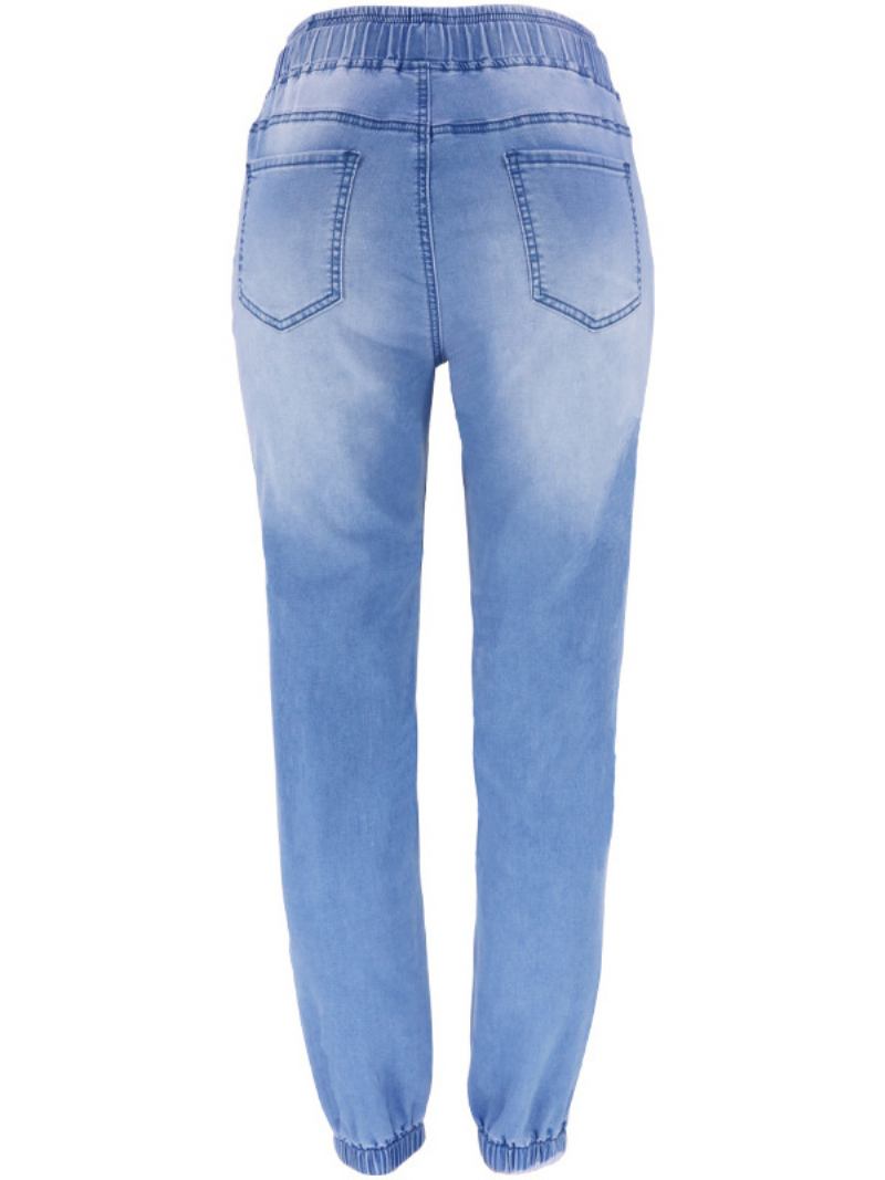 Jeans Para Mulheres Cool Blue Tapered Fit Cotton Bottoms - Azul Céu Claro 