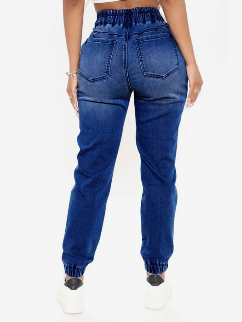 Jeans Para Mulheres Cool Blue Tapered Fit Cotton Bottoms -  Azul Profundo 