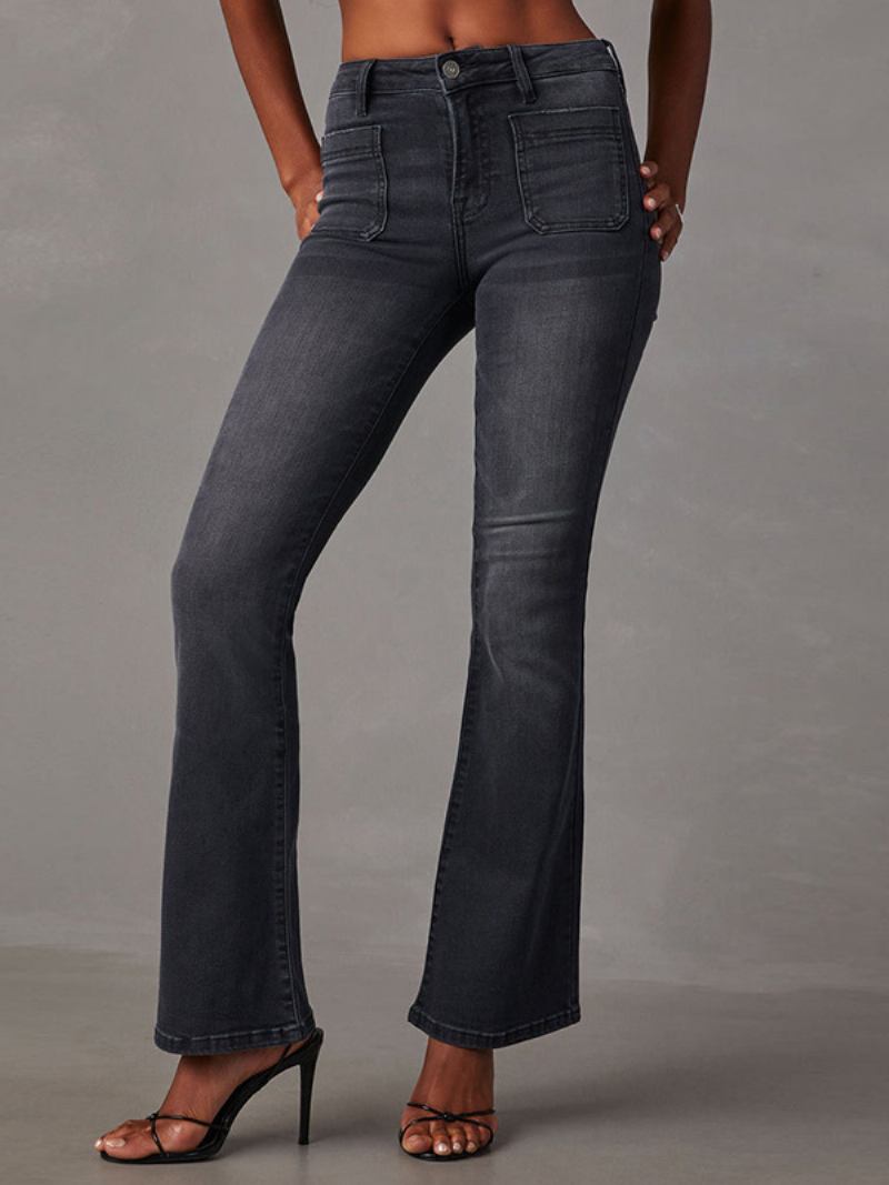 Jeans Para Mulheres Moda Poliéster Queimado