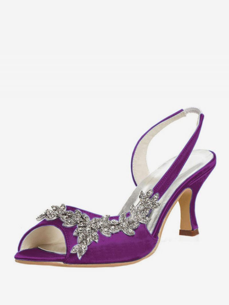 Bombas Femininas Casamento Com Strass E Estilingue - Roxo