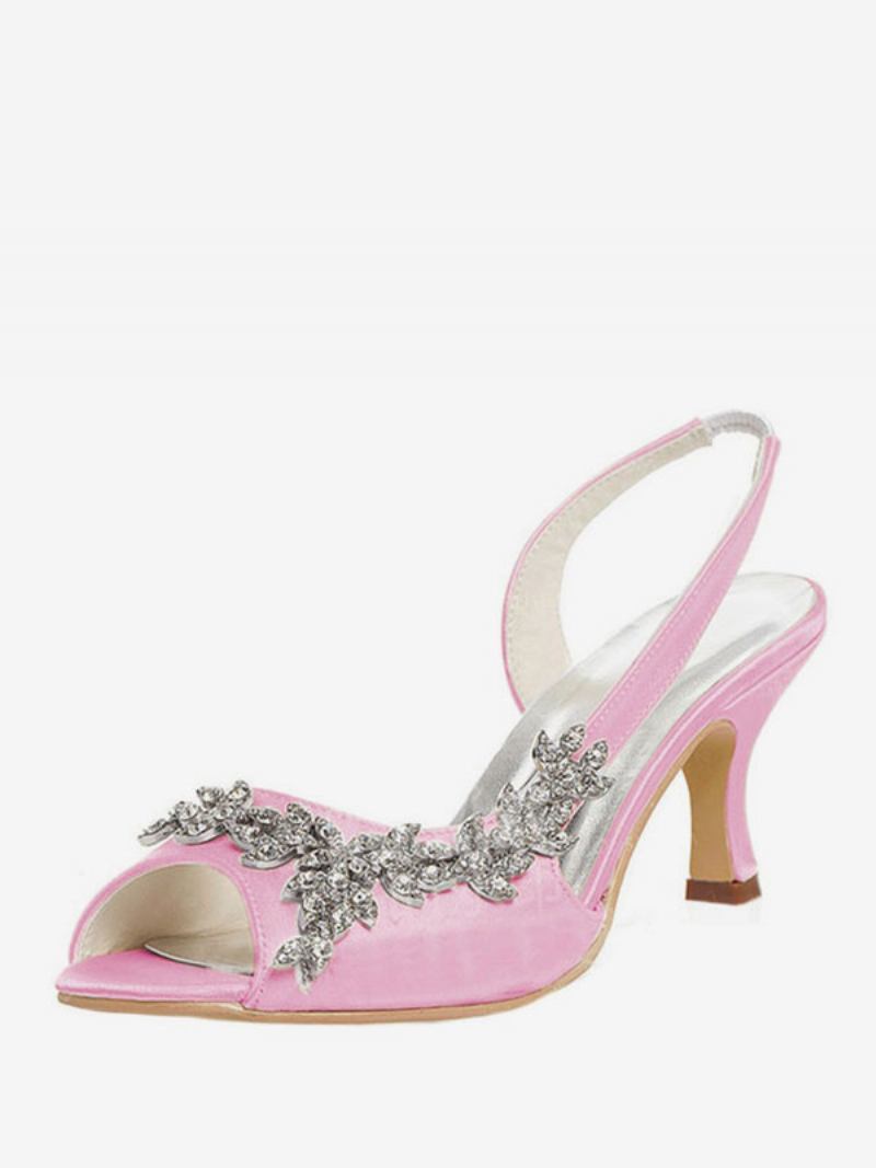 Bombas Femininas Casamento Com Strass E Estilingue - Rosa