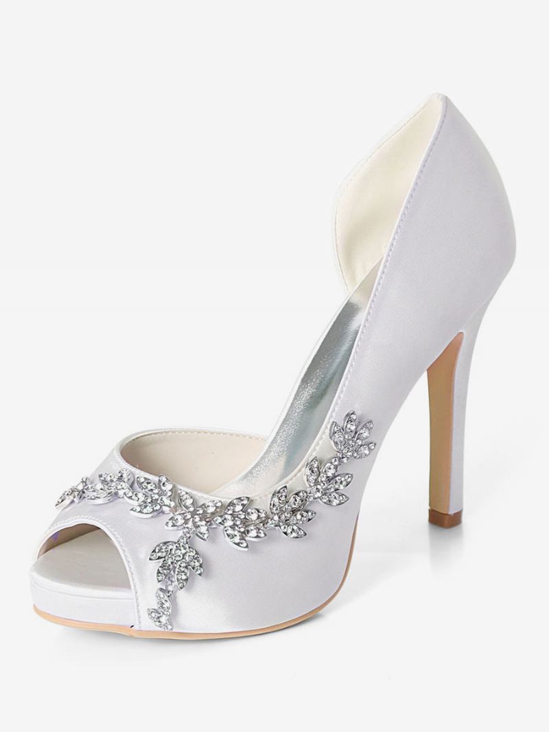 Bombas Noiva Dorsay Com Plataforma Feminina E Strass - Branco