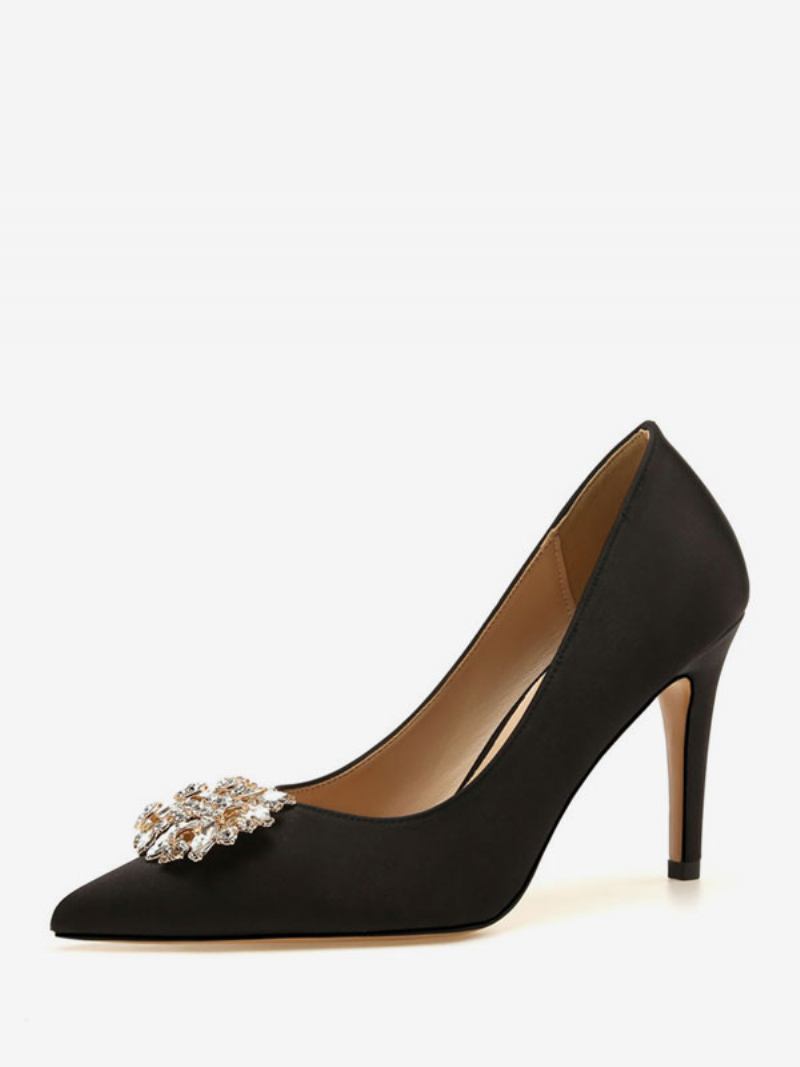 Bombas Noiva Femininas Salto Noturno Com Strass - Preto