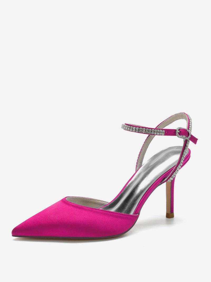 Mules Noiva Planos Com Alça Strass Torcidos Femininos - Rosa