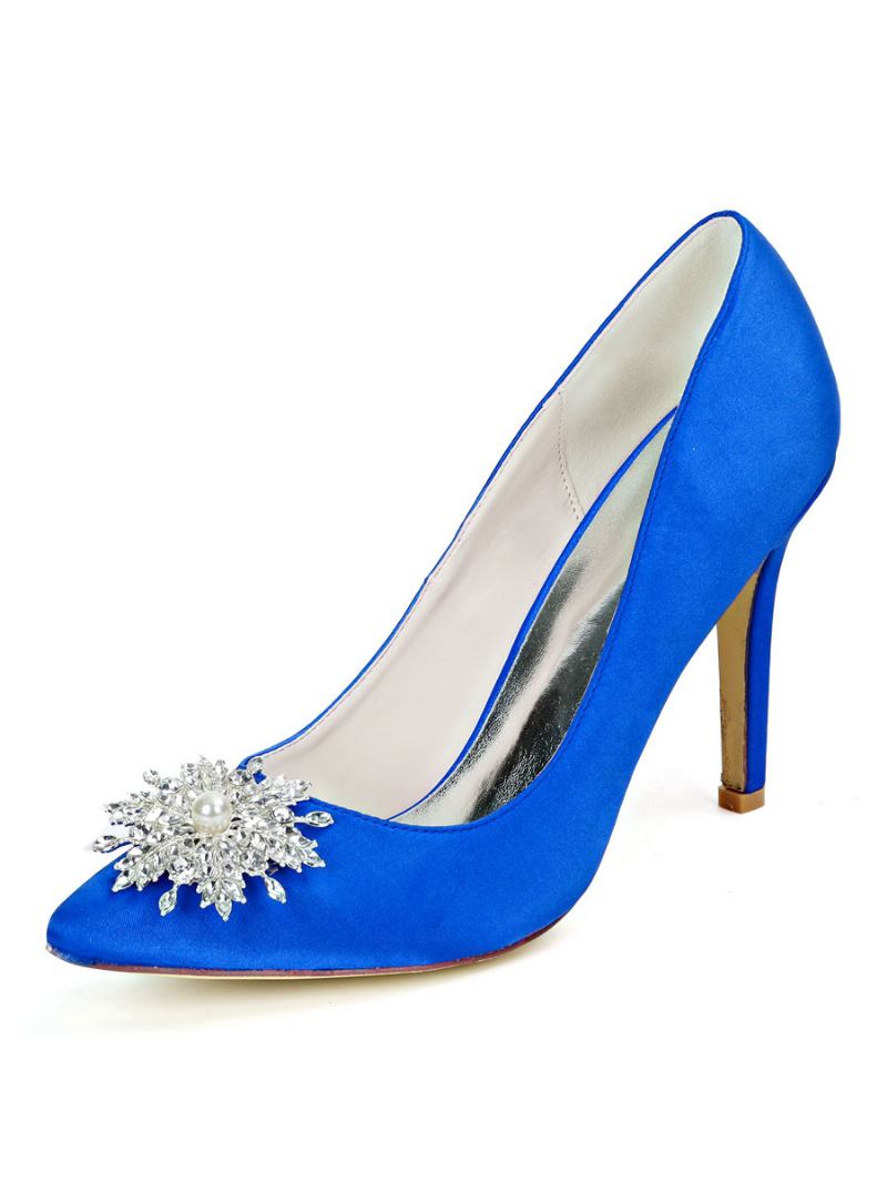 Salto Noiva Feminino Com Strass E Neve - Azul Royal