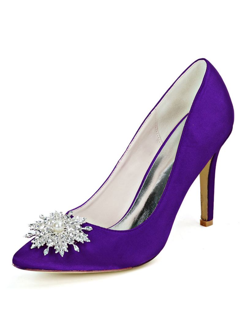 Salto Noiva Feminino Com Strass E Neve - Roxo Profundo