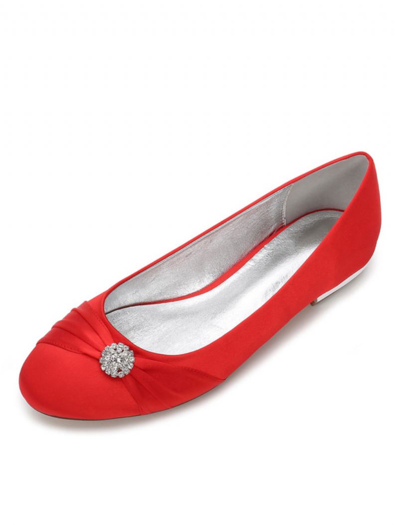 Sapatilhas Femininas Strass Para Casamento - Vermelho