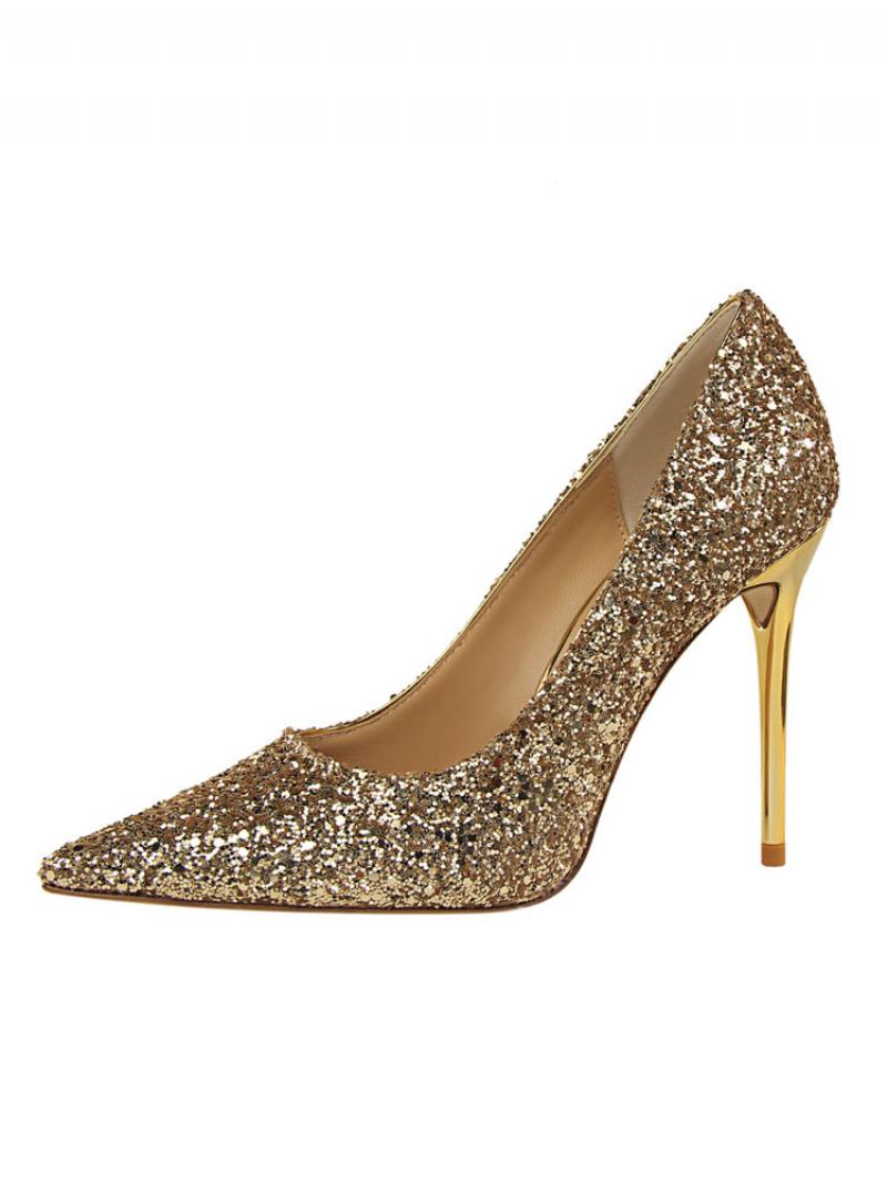 Sapatos Baile Femininos Com Glitter Para Noite - Ouro