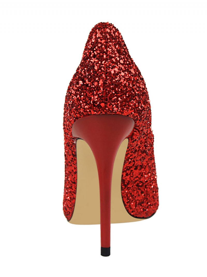 Sapatos Baile Femininos Com Glitter Para Noite - Vermelho