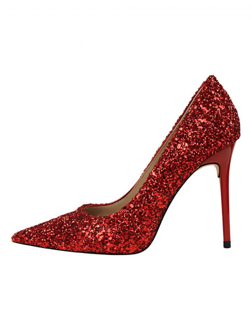 Sapatos Baile Femininos Com Glitter Para Noite - Vermelho