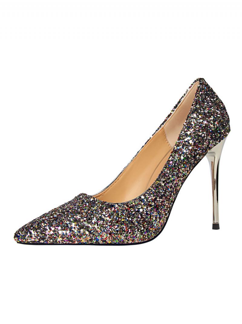 Sapatos Baile Femininos Com Glitter Para Noite - Castanho Café