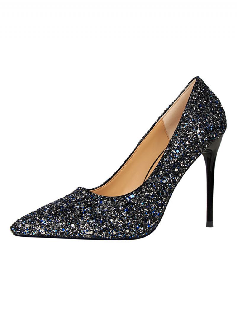 Sapatos Baile Femininos Com Glitter Para Noite - Azul