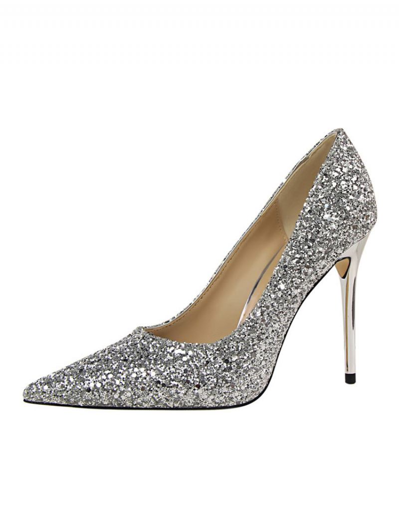 Sapatos Baile Femininos Com Glitter Para Noite - Prata