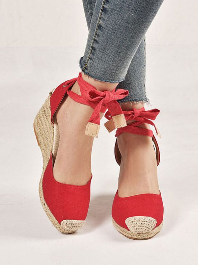 Sapatos Casamento Femininos Boho Noiva Camurça Couro Bico Fino - Vermelho