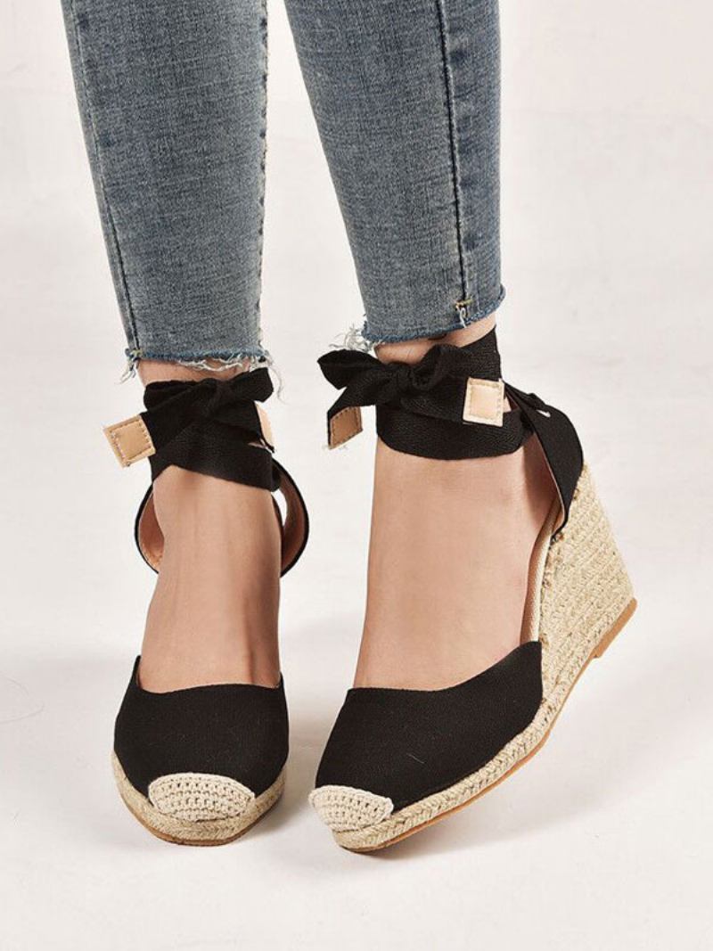 Sapatos Casamento Femininos Boho Noiva Camurça Couro Bico Fino - Preto