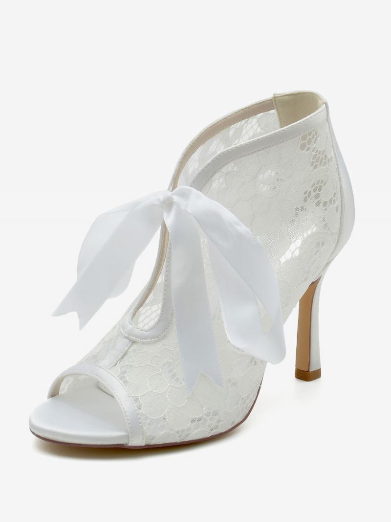 Sapatos Casamento Femininos Com Laço Branco E Sandálias Peep Toe