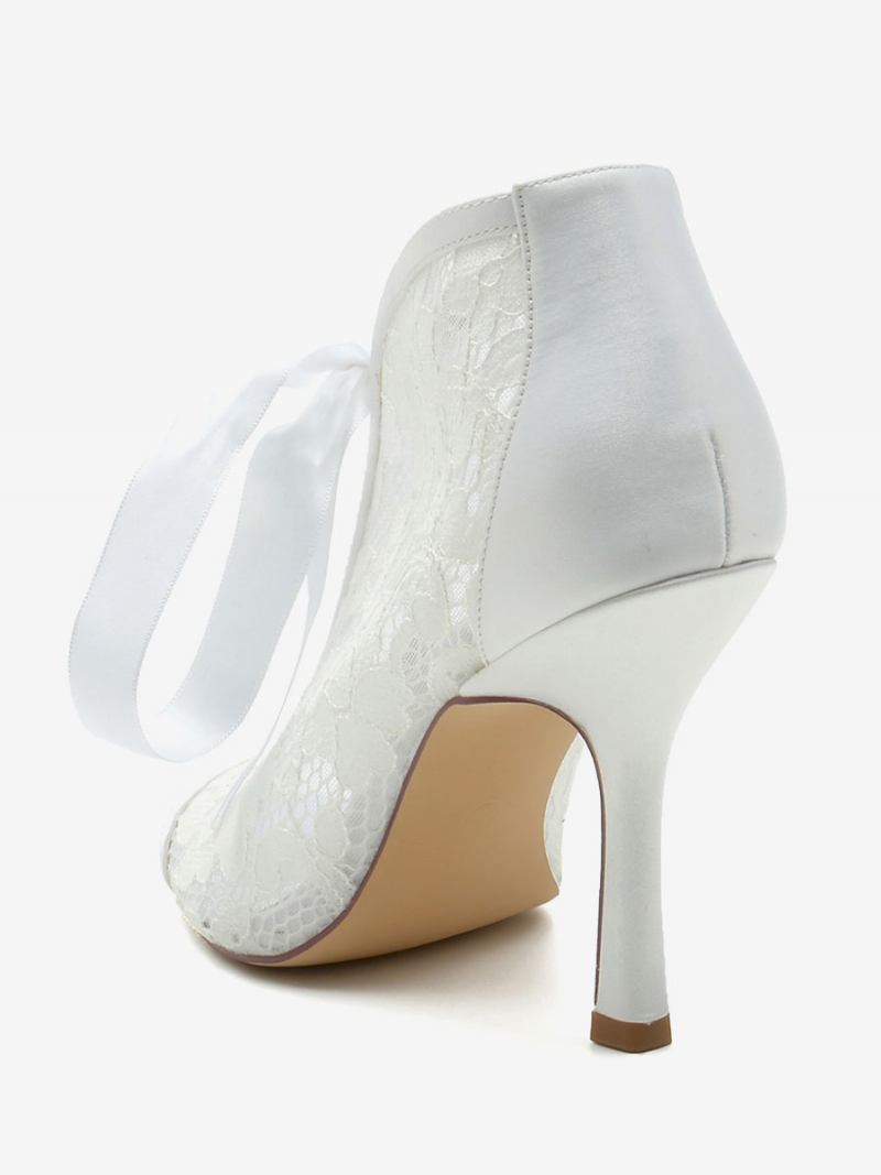 Sapatos Casamento Femininos Com Laço Branco E Sandálias Peep Toe - Branco