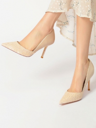 Sapatos Casamento Femininos Com Renda Bico Fino Salto Agulha Bombas Noiva