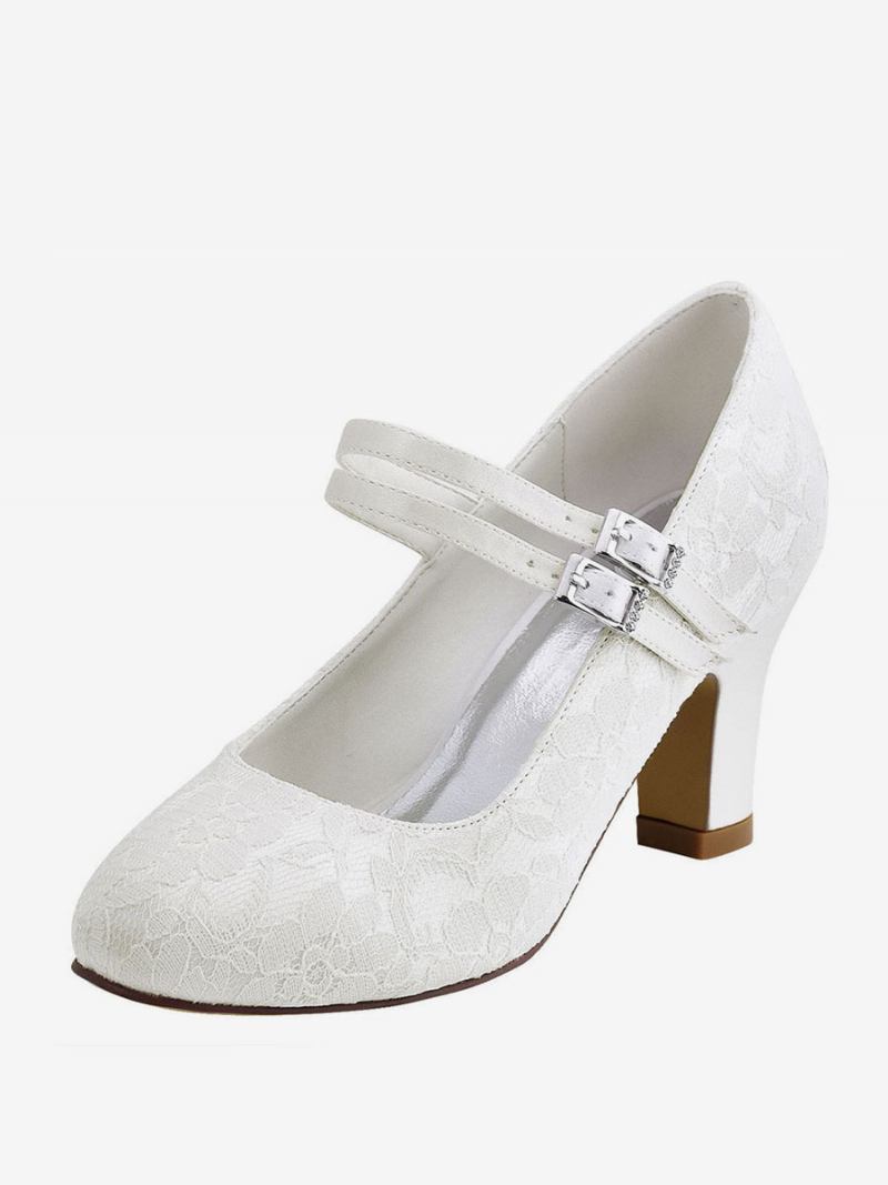 Sapatos Casamento Marfim Femininos Bico Redondo Mary Jane Noiva