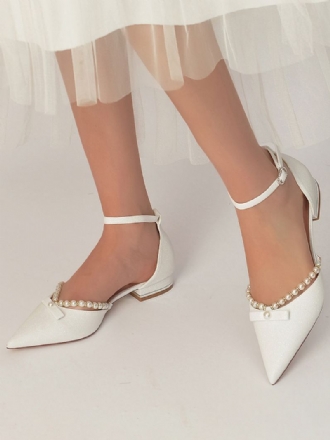 Sapatos Femininos Casamento Com Pérolas E Tiras No Tornozelo