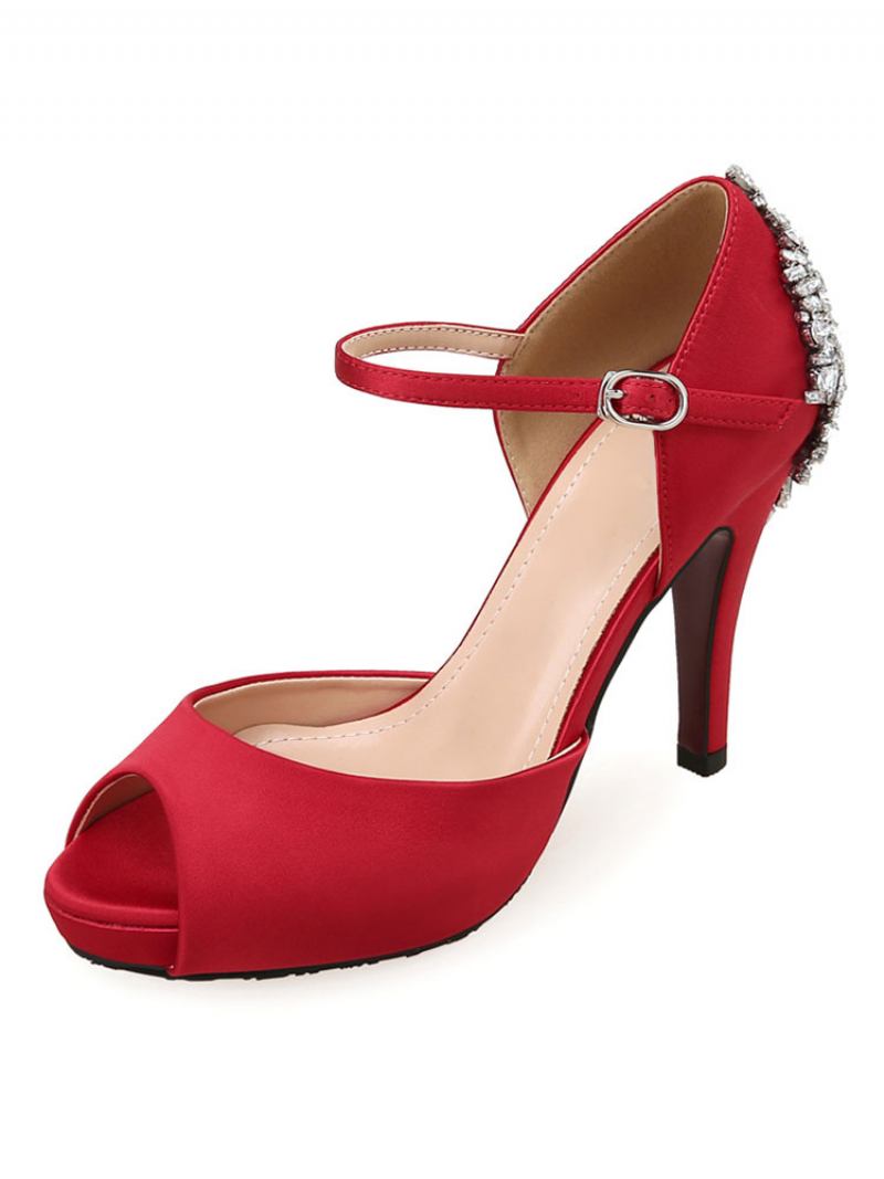 Sapatos Femininos Casamento Com Plataforma Mary Jane - Vermelho