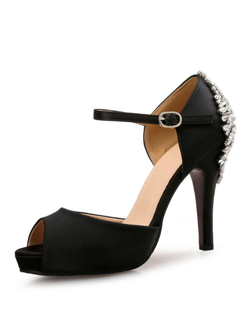 Sapatos Femininos Casamento Com Plataforma Mary Jane - Preto