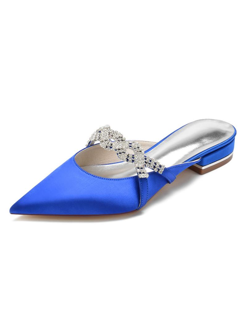 Sapatos Femininos Casamento Com Tira No Tornozelo E Strass - Azul Royal