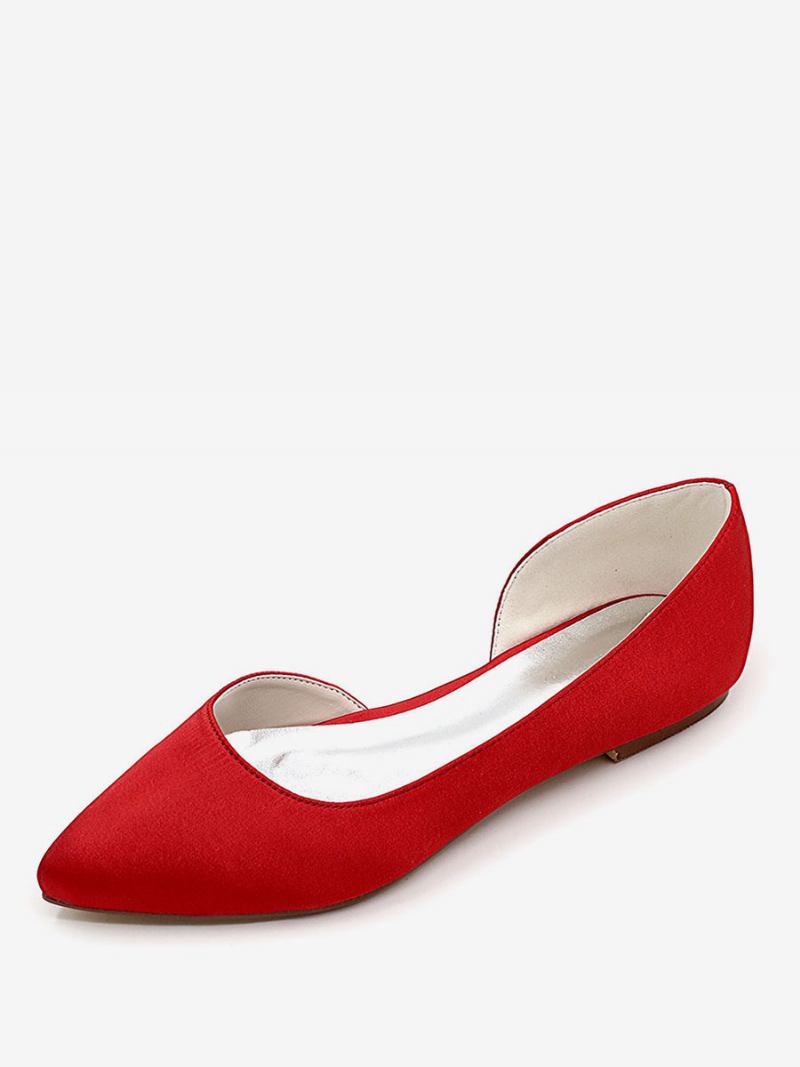 Sapatos Noiva Baixos Dorsay Femininos - Vermelho