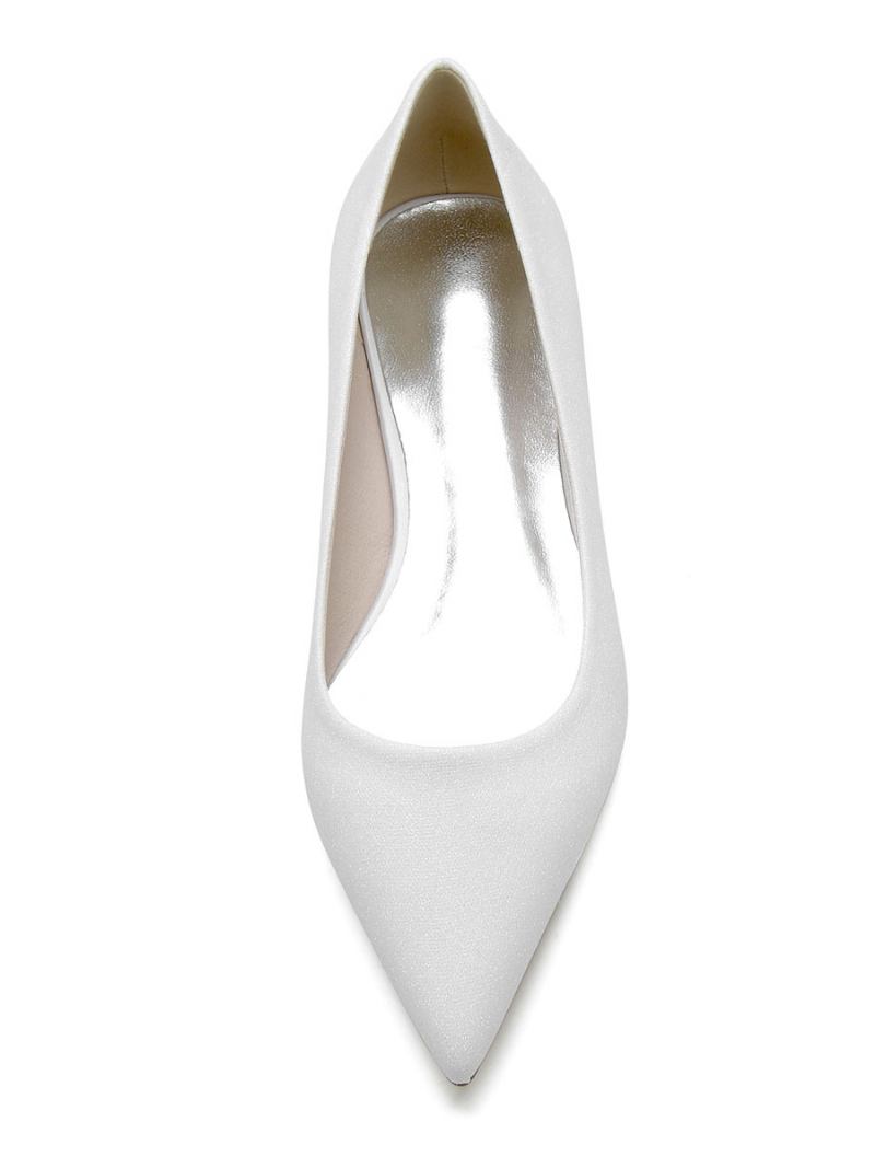 Sapatos Noiva Femininos Com Glitter E Sapatilhas - Branco