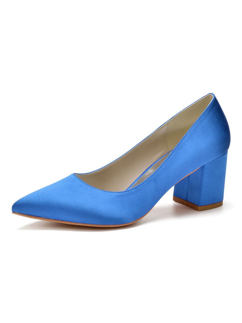 Sapatos Noiva Femininos Com Salto Baixo - Azul