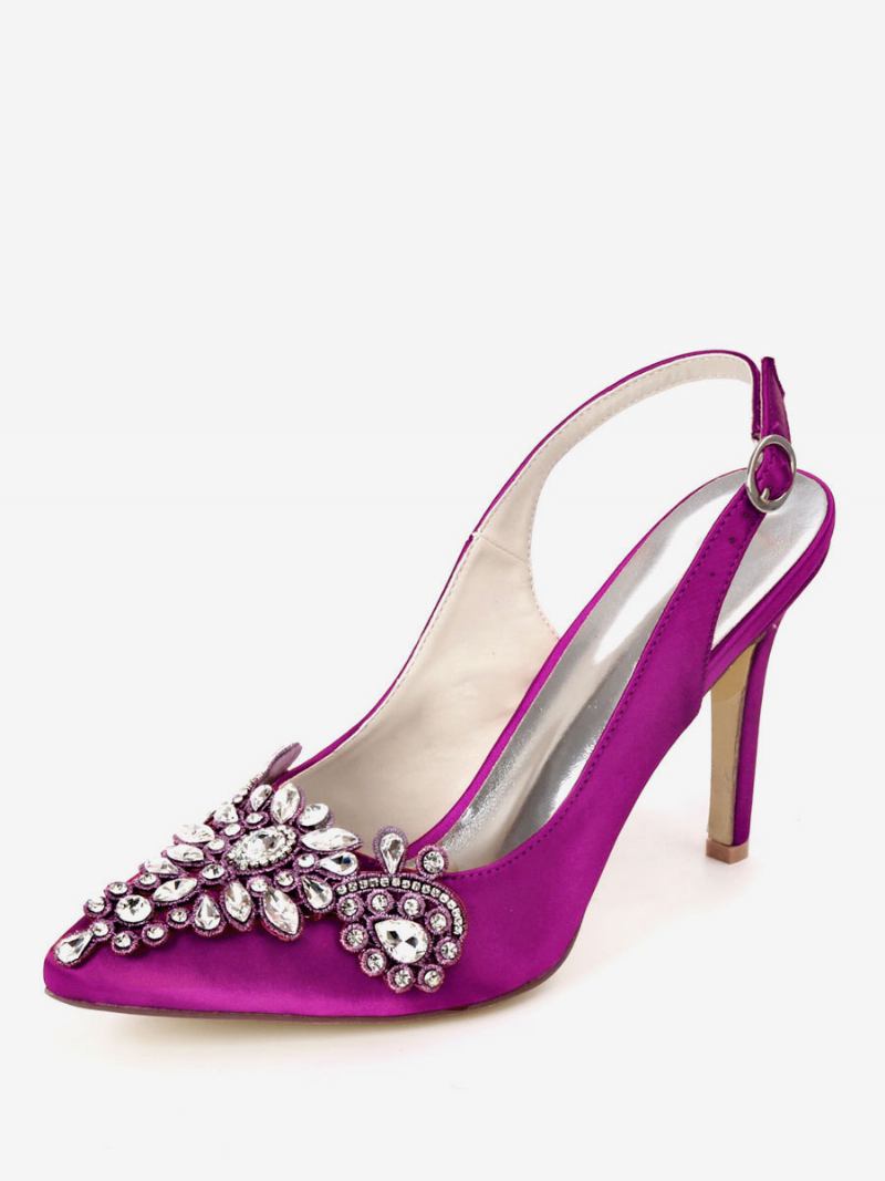 Sapatos Noiva Femininos Com Strass E Salto Estilingue - Roxo