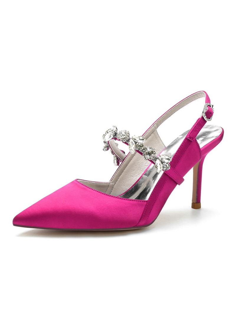 Sapatos Noiva Femininos Com Strass Mary Jane Salto Agulha - Rosa