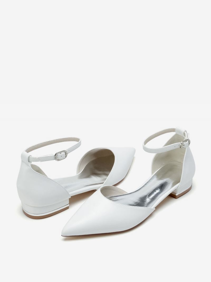 Sapatos Noiva Femininos Couro Pu Bico Fino - Branco