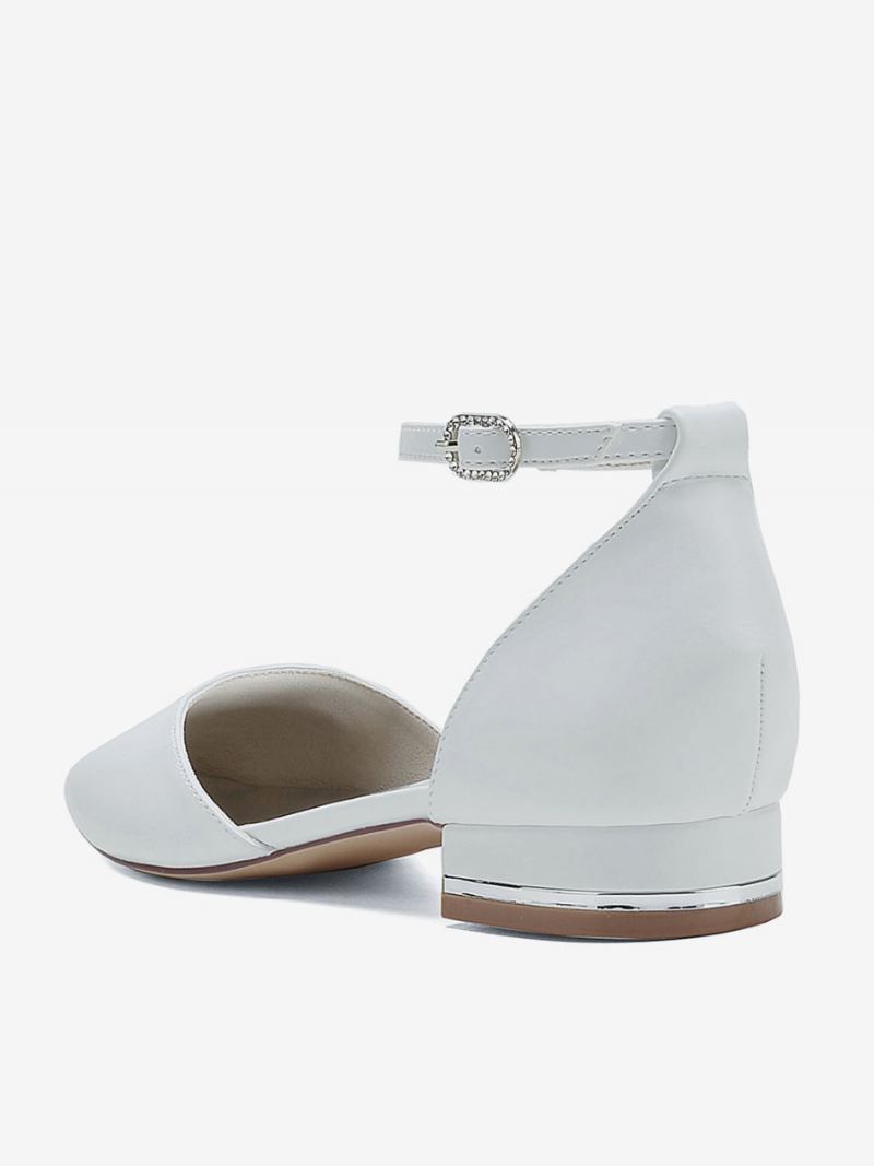 Sapatos Noiva Femininos Couro Pu Bico Fino - Branco