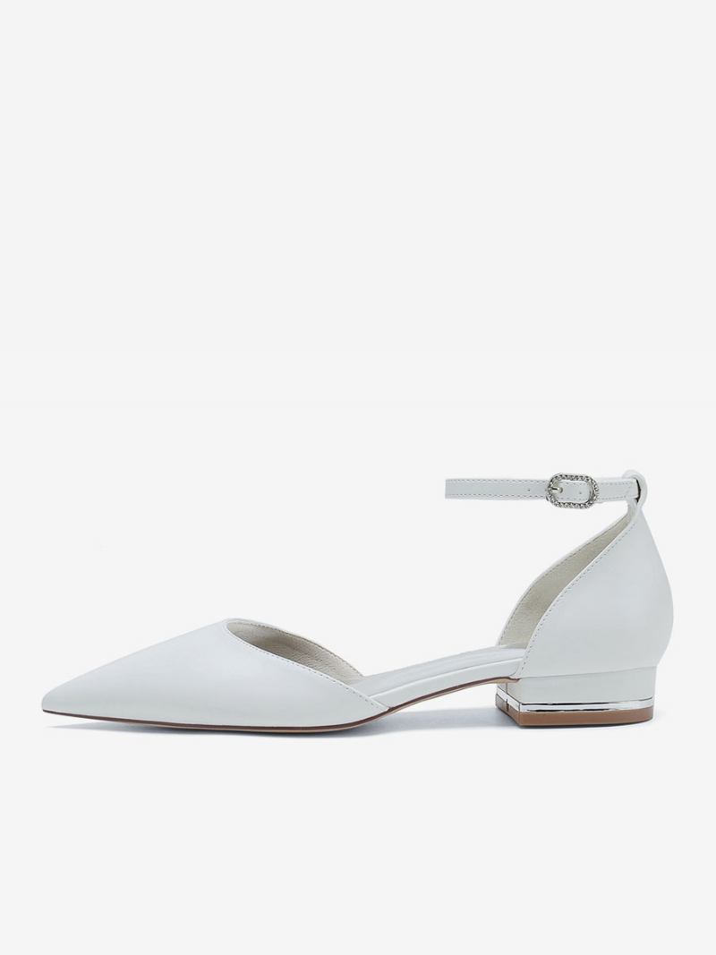 Sapatos Noiva Femininos Couro Pu Bico Fino - Branco