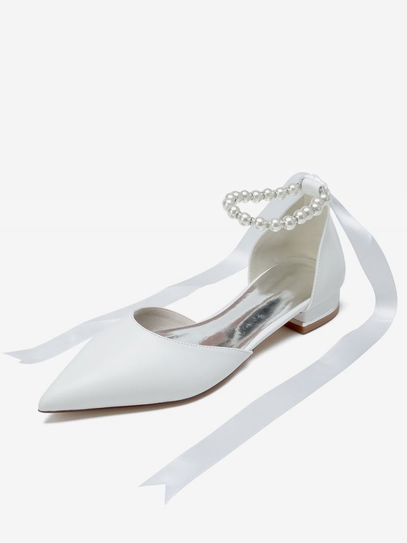 Sapatos Noiva Femininos Couro Pu Bico Fino - Branco