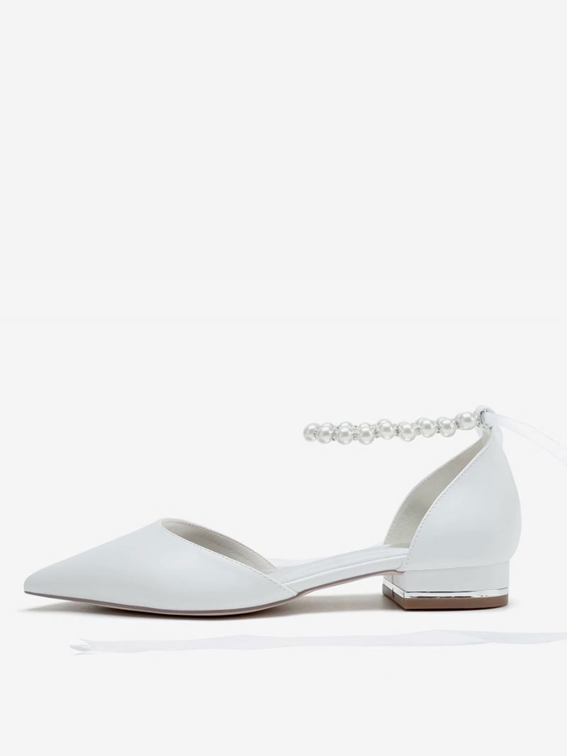 Sapatos Noiva Femininos Couro Pu Bico Fino - Branco