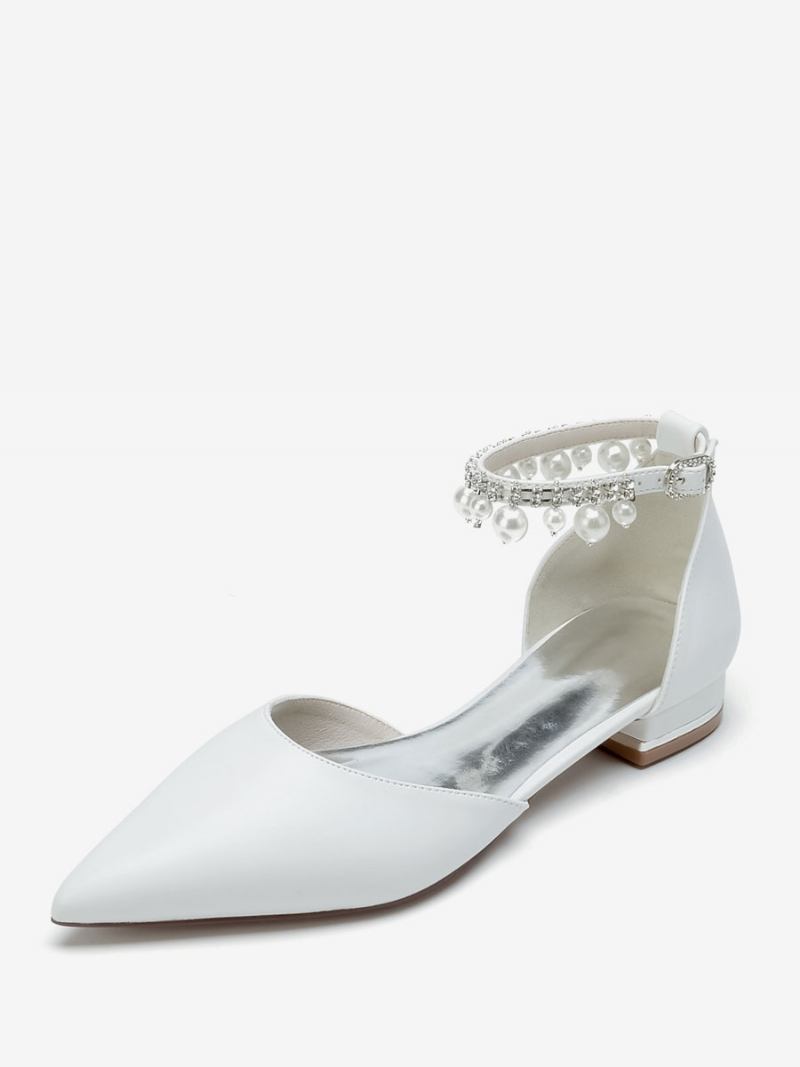 Sapatos Noiva Femininos Couro Pu Bico Fino - Branco