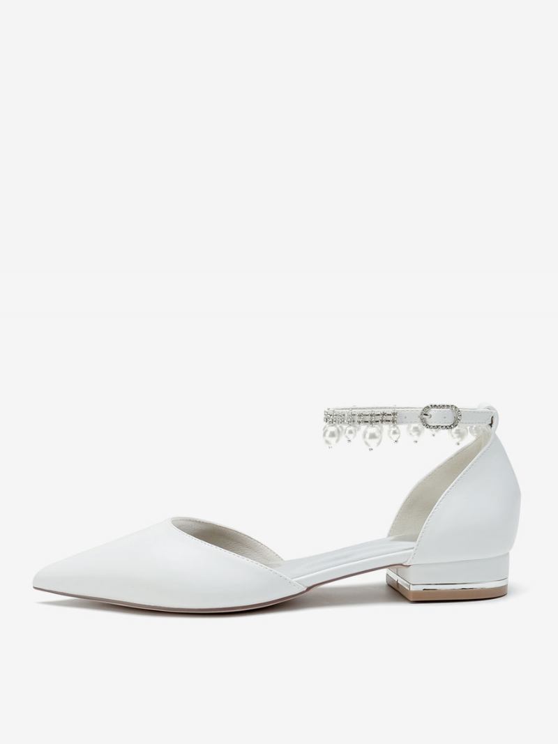 Sapatos Noiva Femininos Couro Pu Bico Fino - Branco