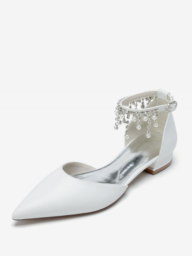 Sapatos Noiva Femininos Couro Pu Bico Fino - Branco