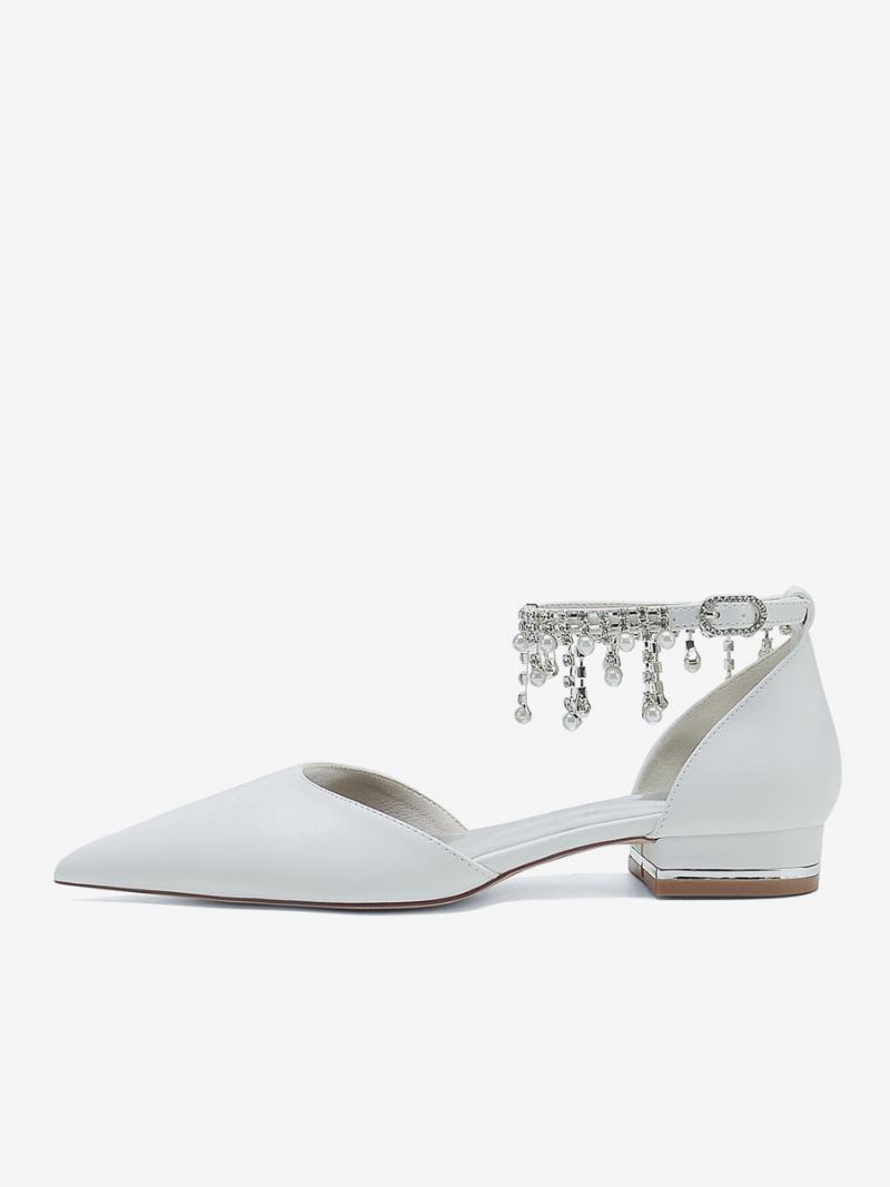 Sapatos Noiva Femininos Couro Pu Bico Fino - Branco