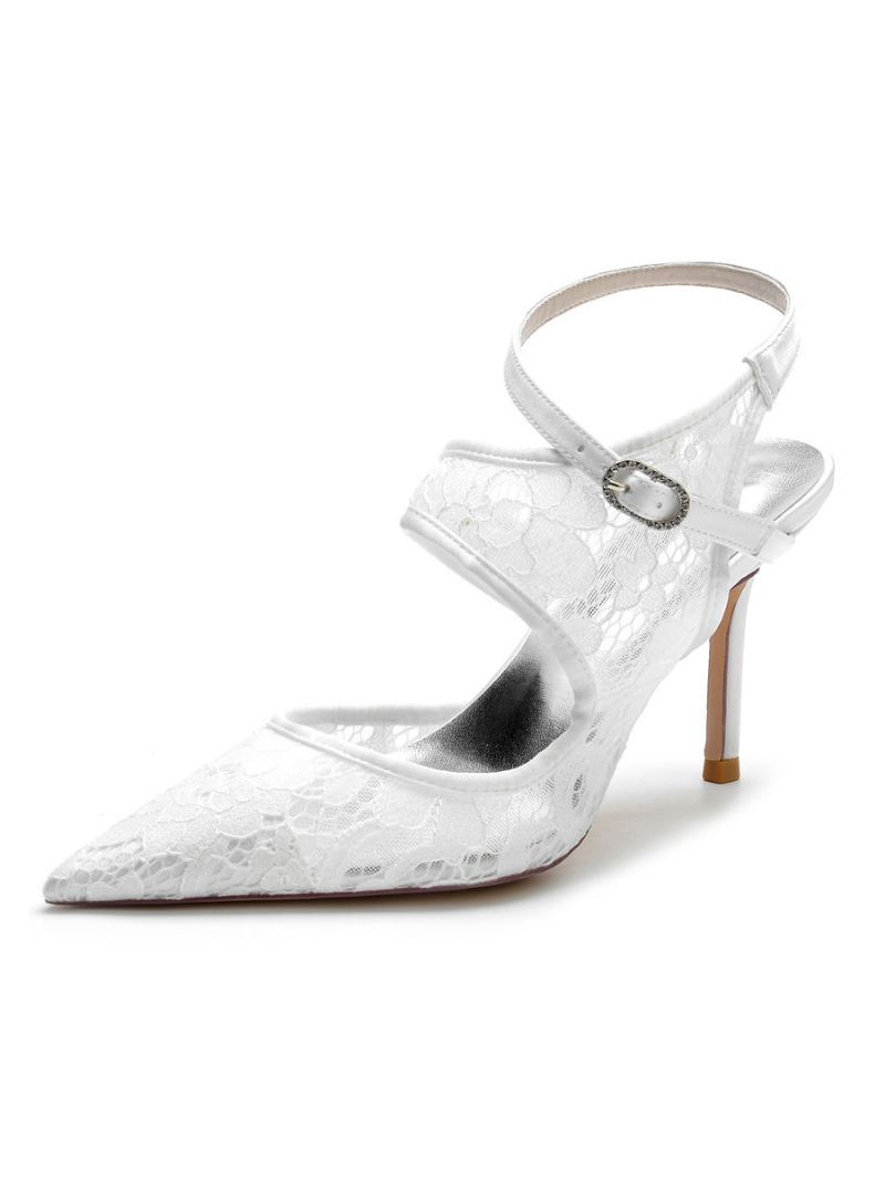 Sapatos Noiva Femininos Renda Com Salto Estilingue - Branco