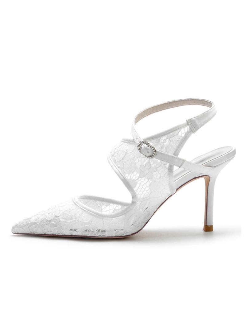 Sapatos Noiva Femininos Renda Com Salto Estilingue - Branco