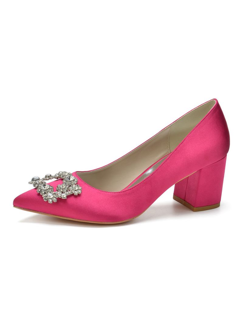 Sapatos Noiva Femininos Salto Baixo Com Strass - Rosa