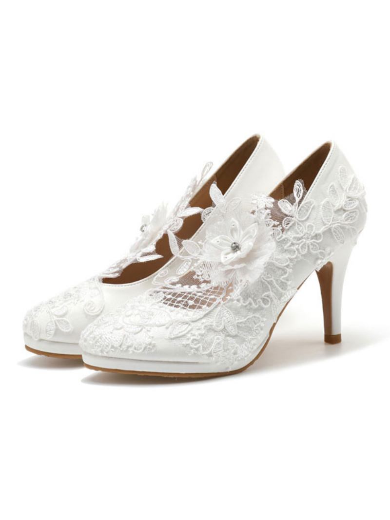 Sapatos Noiva Florais Femininos Em Branco